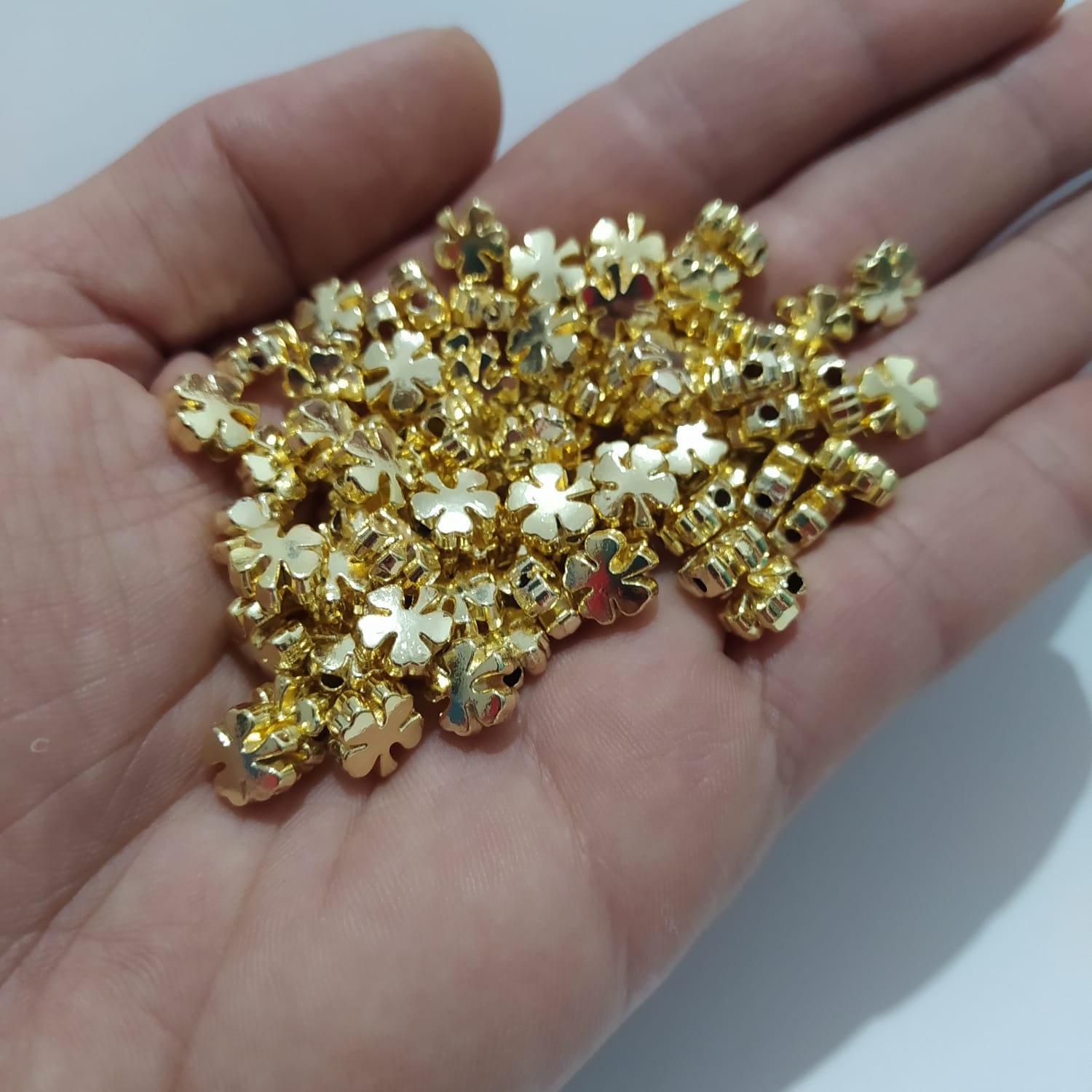 Takı Yapımı için 10 Adet Gold Renk Yonca Bereket Şans Kolye Bileklik Halhal Ucu